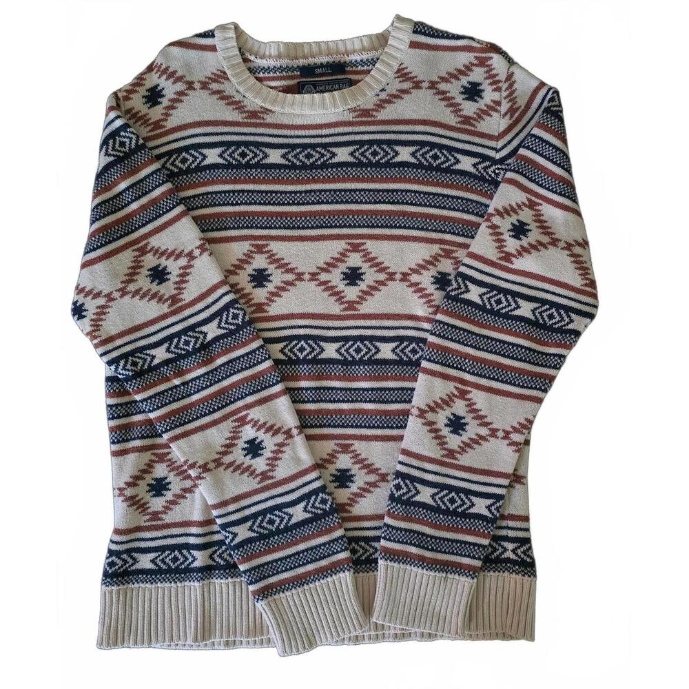 American Rag Aztec Southwestern Print Sweater Men's Small Beige